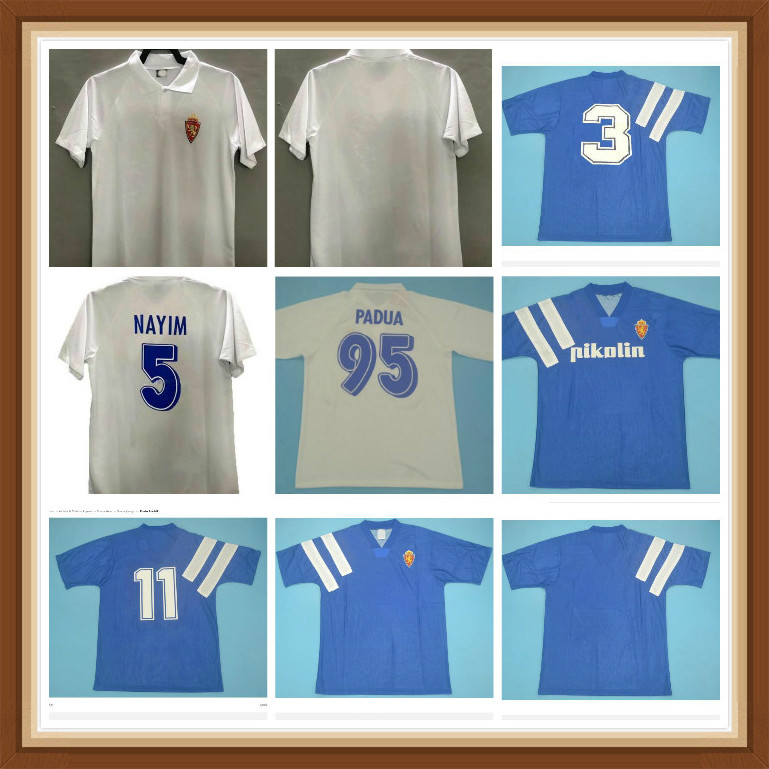 

1992 1993 1994 1995 real zaragoza retro soccer jersey 92 93 94 95 chandal Poyet PARDEZA Nayim HIGUERA vintage classic football shirt, 1995 home