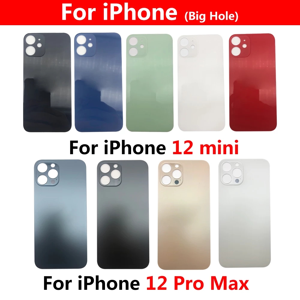 

50 pcs For iPhone 12 /12 mini /12 Pro max battery glass housing replacement back cover big hole camera