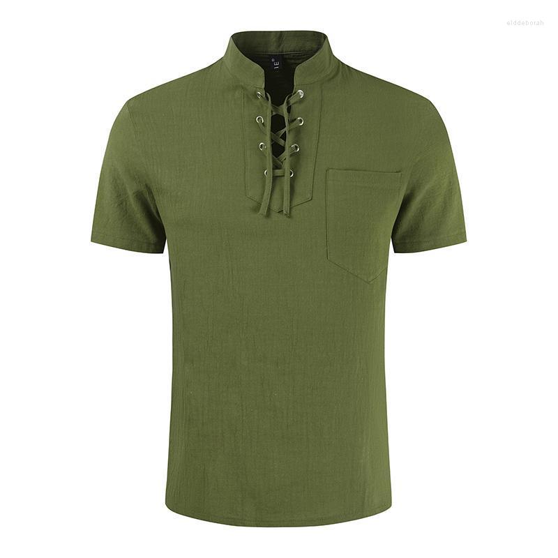 

Men's Casual Shirts Mens Summer Shirt Short Sleeve Cotton Linen Men Loose Collarless Light Wight Clothing Chemise HommeMen's Eldd22, Black linen blouses