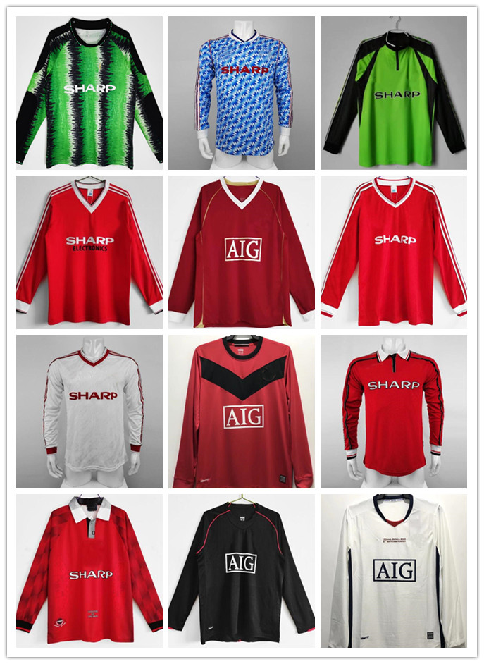 

Manchester Retro 90 92 94 96 soccer jerseys Schmeichel GIGGS BECKHAM SOLSKJAER SCHOLES home away utd 98 99 00 02 04 06 07 08 09 10 football long sleeve shirt Uniform, 17