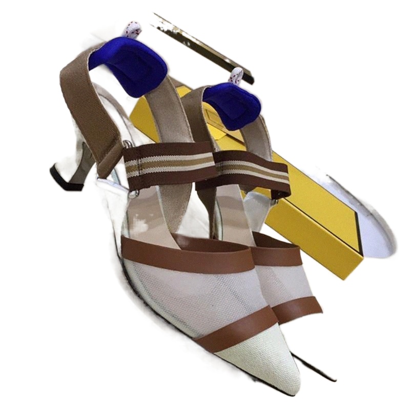 

designer Sandals Luxury Brand Women's Leather Pointed Heels Colibri Multicolor Tech Mesh Transparent Hollow High Heel