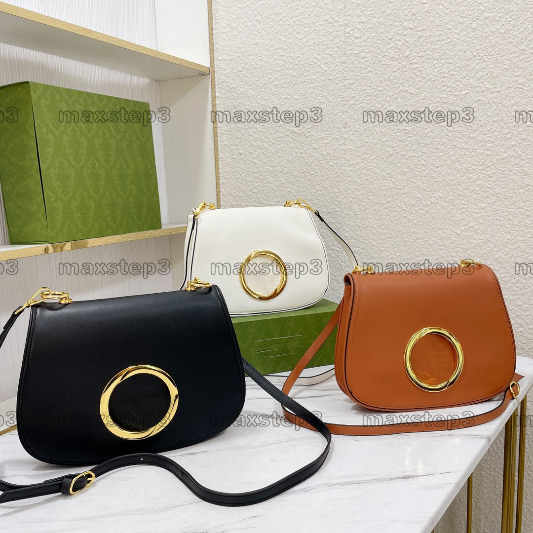 

New Blondie leather shoulder bag interlocking motif Womens Designer Bags Green Red Web Strap CrossBody Clutch Handbag