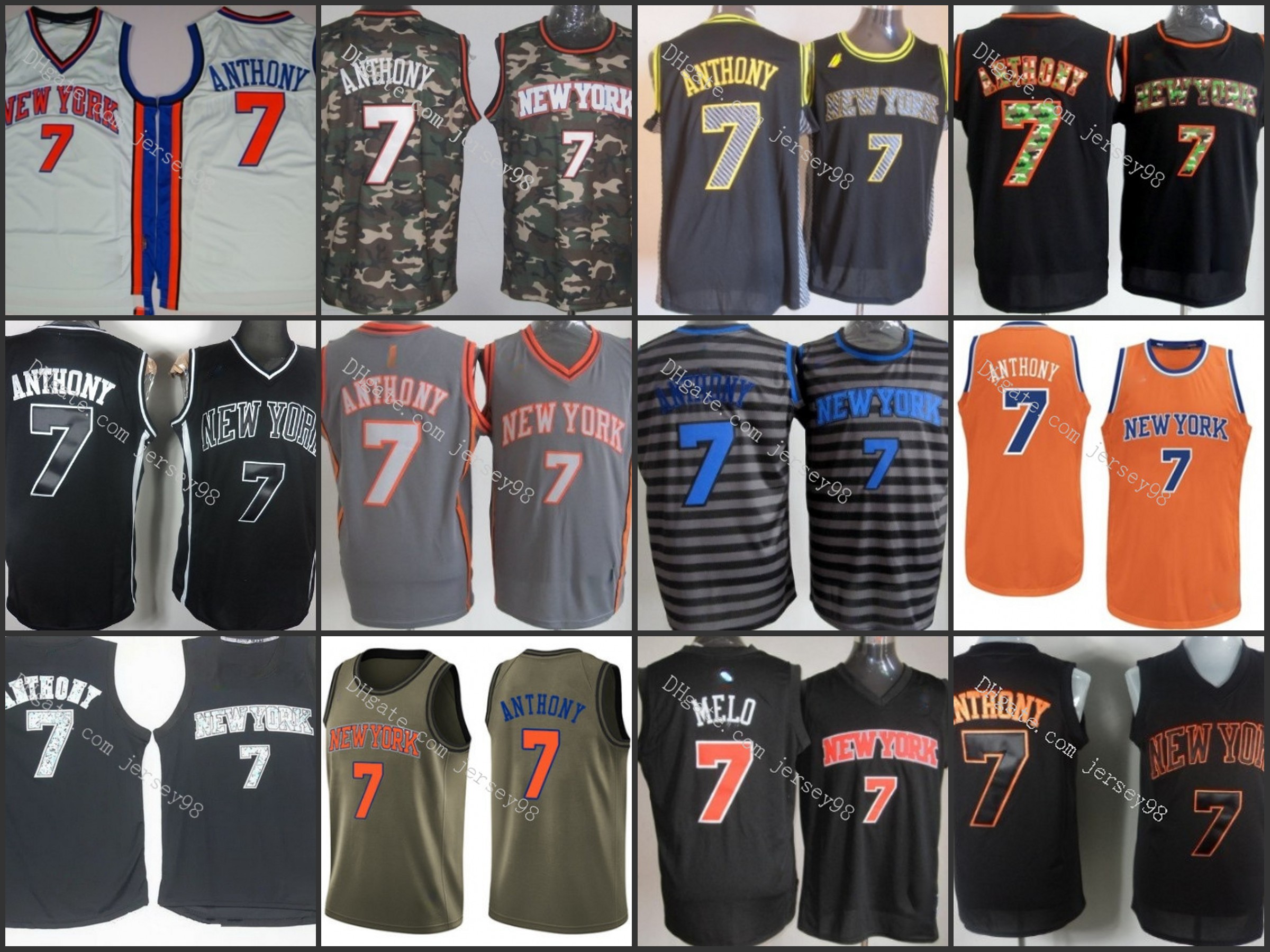 

New York''Knicks''men #7''Carmelo''Anthony Blue retro Basketball''Jersey