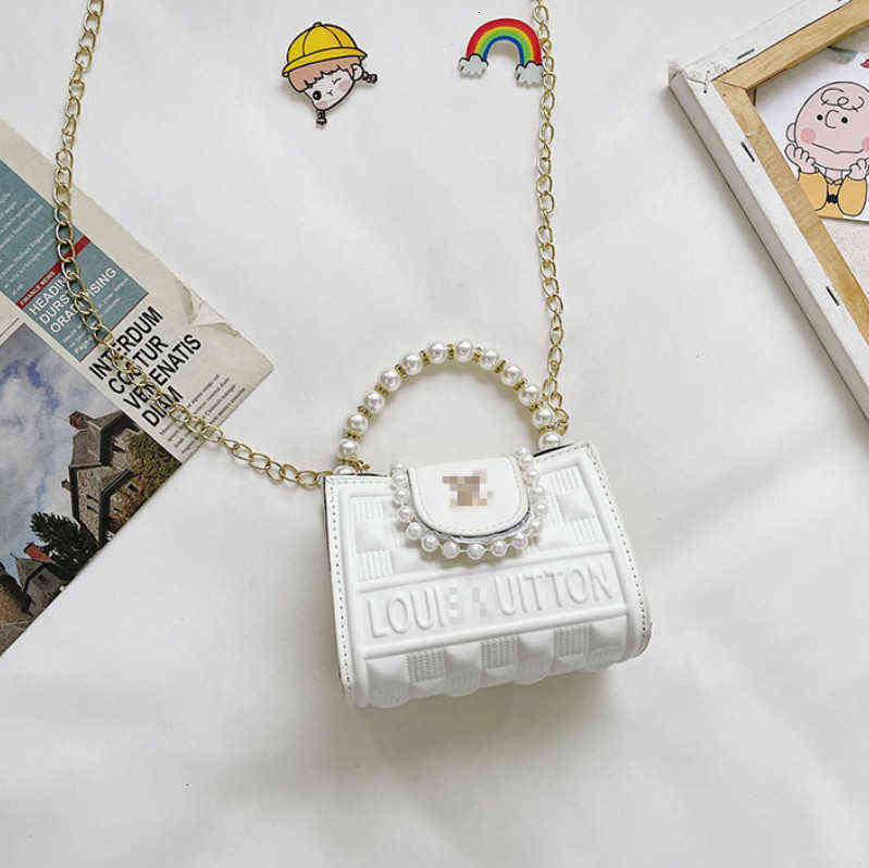 

Luxury kids pearl chain handbags designer girls crossbody bag children letter embossing single shoulder bags women mini purse A725, Pink