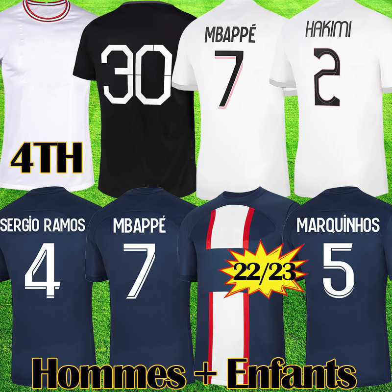 

Maillot MBAPPE Soccer jerseys HAKIMI SERGIO RAMOS 22 23 pSGS Maillots de football 2022 2023 MARQUINHOS VERRATTI men kids kit WIJNALDUM customized, 22 23 kids home