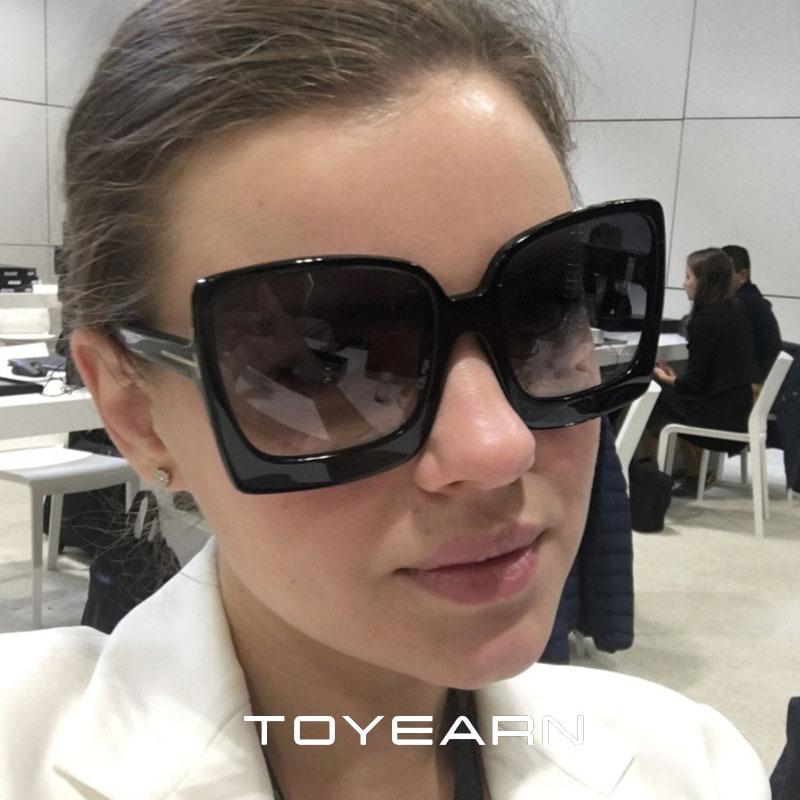 

Sunglasses Vintage Fashion Oversized Square Women Designer Big Frame Gradient Cat Eye Sun Glasses For Female UV400SunglassesSunglasses