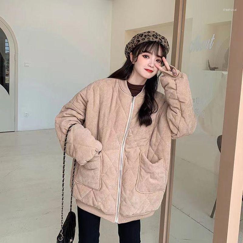 

Men's Jackets Solid Down Jacket Female 2022winter Retro Korean Fashion Preppy Style Casual Loose Women's Winter Zipper Padded Trend, Black