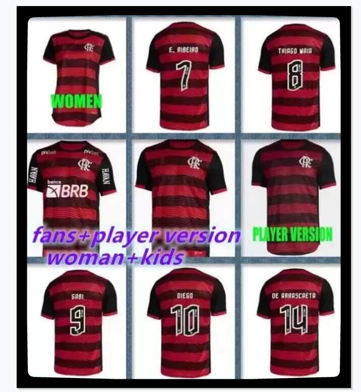 

22 23 Flamengo soccer jerseys 22 23 GABRIEL B. David Luiz DIEGO E.RIBEIRO GABI DE ARRASCAETA B.HENRIQUE football jersey Player Version man woman kids