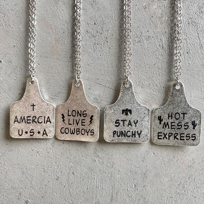 

Pendant Necklaces Western Jewelry USA LONG LIVE COW BOYS STAY PUNCHY MESS EXPRESS Print Tag Gift For Cowgirl CowboyPendant