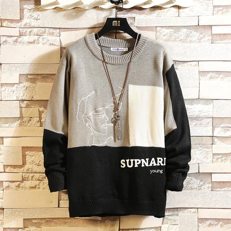 

Men's Sweaters Men's O-neck Pullover Pattern Long Sleeve Autumn Winter Fashion Casual Stretchy Breathable Male Quality SweaterMen's, Black