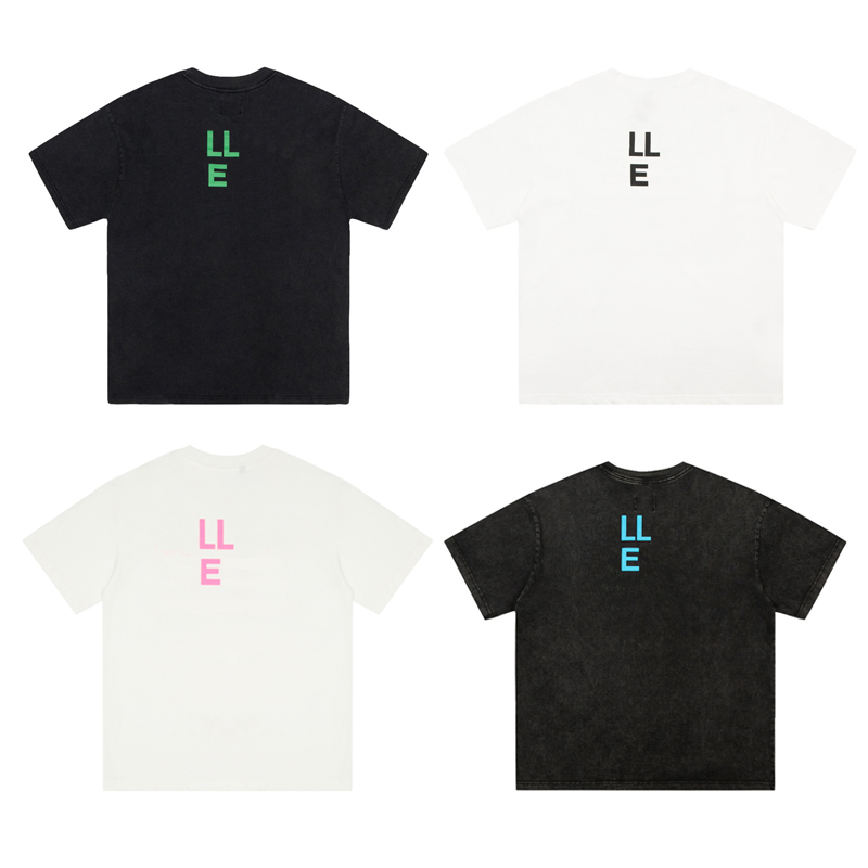 

22ss Summer USA High Street t shirt Tee Plus Size Washed Casual Men Women Green Pink Print Cotton Tshirt, D24