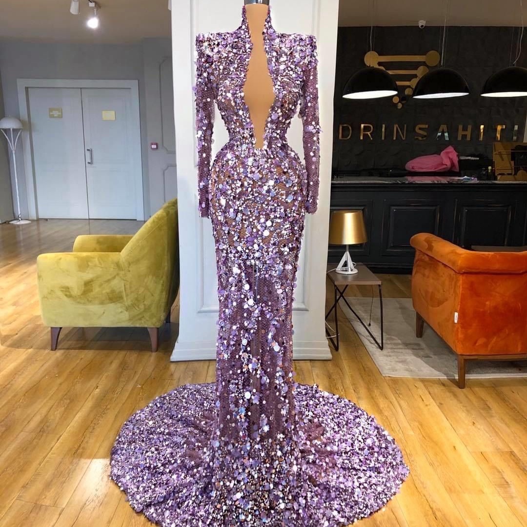 

Formal Evening Dresses for Women 2022 Elegant Bride Prom Party Gowns with Sleeves Sequin Long Cocktail Dress, Yellow