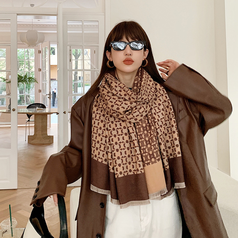 

Plaid Scarf Versatile Imitation Cashmere Scarf Mid-Length Thickened Thermal Shawl