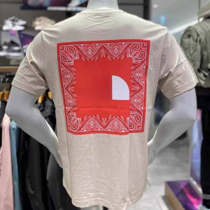 

Hot Selling Cotton Short Sleeve t Shirt Outdoor Brand Thenface Designer Shirts Cashew Flower Print T-shirt Loose Breathable Round Neck, White