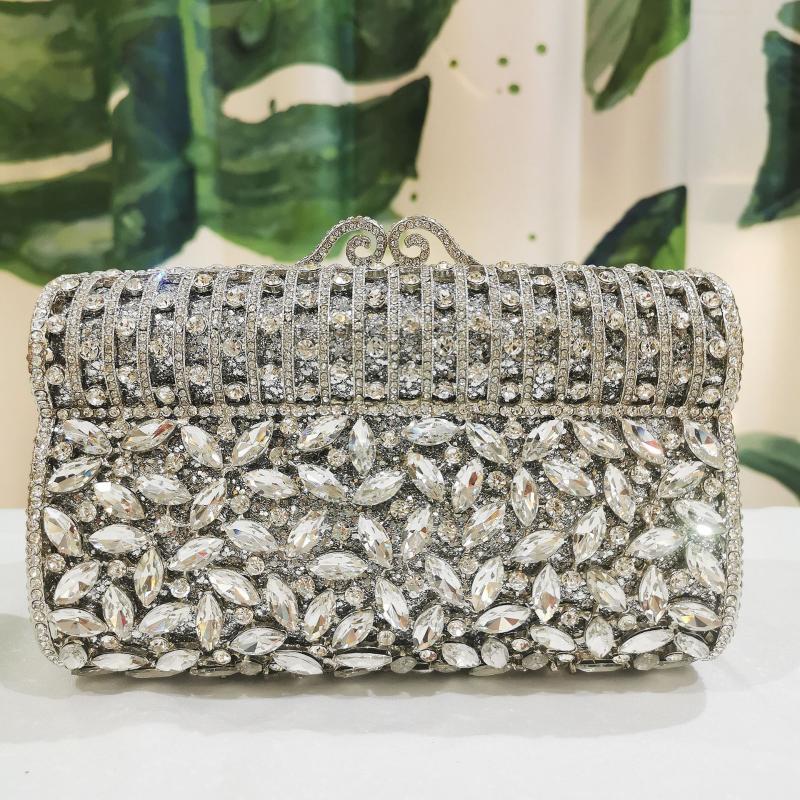 

Evening Bags Designer Women Clutch Bag Gold Fashion Multicolor Luxury Crystal Diamond Shoulder Wedding Bridal PurseEvening, Color same picture