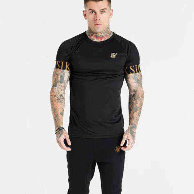 

Sik Silk 2022 Summer Men's Fashion New Casual Slim Sik Print Short Sleeve T-Shirt M~3XL G220512, Black