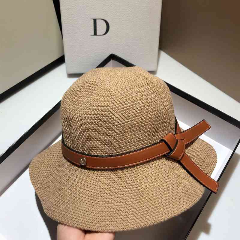 

Crochet Wavy Female's Fisherman Hat Fashion Lowe Belt Bucket Hats for Women Outdoor Travel Big Brim Women's Sunshade Hat Beach Y220702, Yellow
