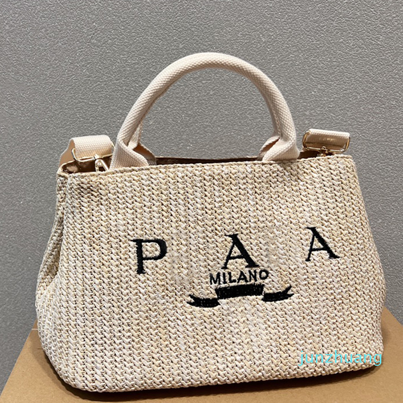 

Summer Straw Tote Bag Shopping Bags Shoulder Handbags Women Woven Beach Weave Vacation Travel Crosssbody Purse Linen Portable Removable 2022, Just box