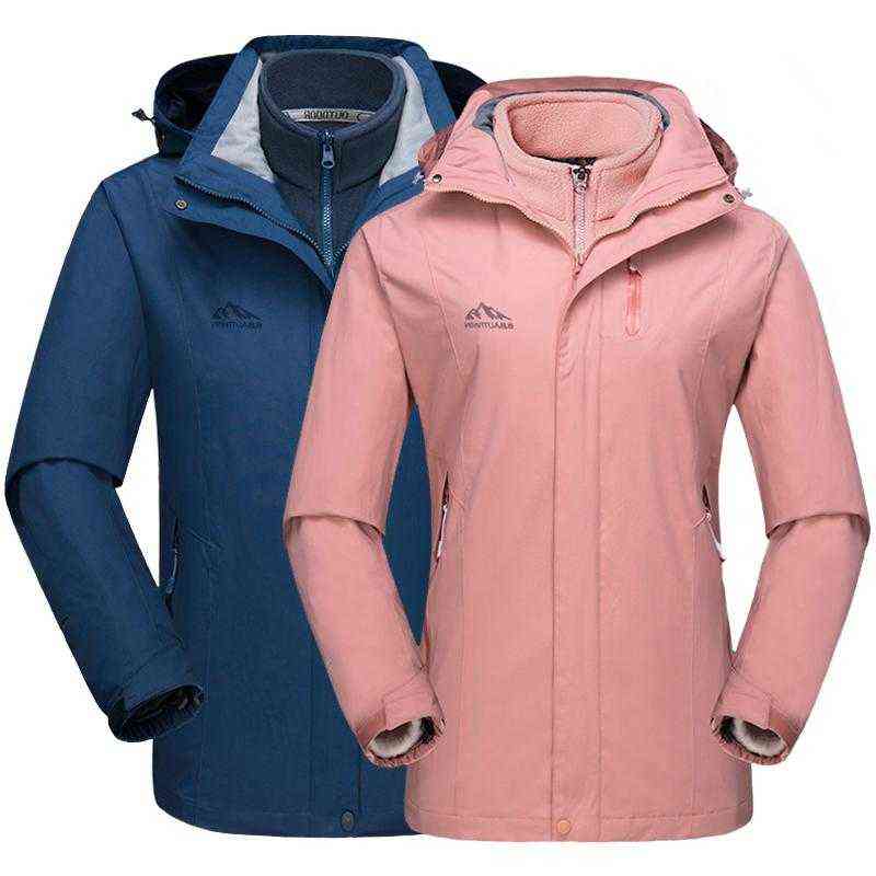 

Men Women Outdoor Winter Two-piece Lining Jacket Waterproof Windproof Thermal Coats Climbing Skiing Detachable Hooded Jackets T220811, Men red