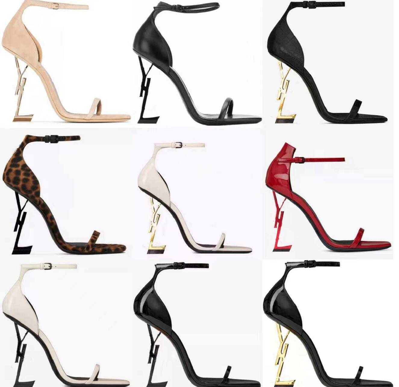 

Designer High Heels Paris Metal Letters Sandals Women Dress Shoes Sexy Open Toe Slippers Fashion Leather Pumps Party Wedding Sandal, Box