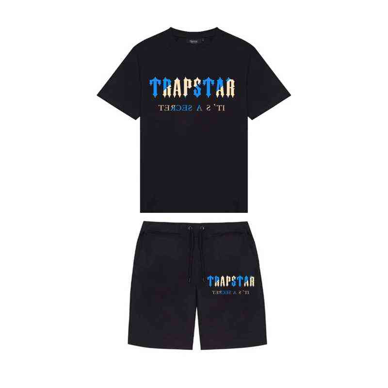 

Men's Fashion Short Sleeve Tshirt Tracksuit Sets Harajuku Tops Tee Funny Hip Hop Color T ShirtBeach Casual Shorts Set Y220725, Random socks