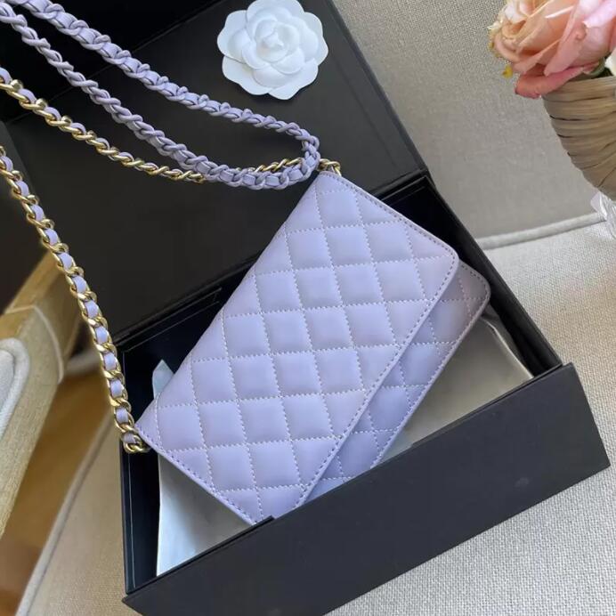 

TZ Luxury Designer Wallet Two-tone Chain Card Holder Purse Bags Quilted Genuine Leather Multi Pochette Outdoor Sacoche Pocket 6 Colors Choose 19CM Classic Handbag, Shipping