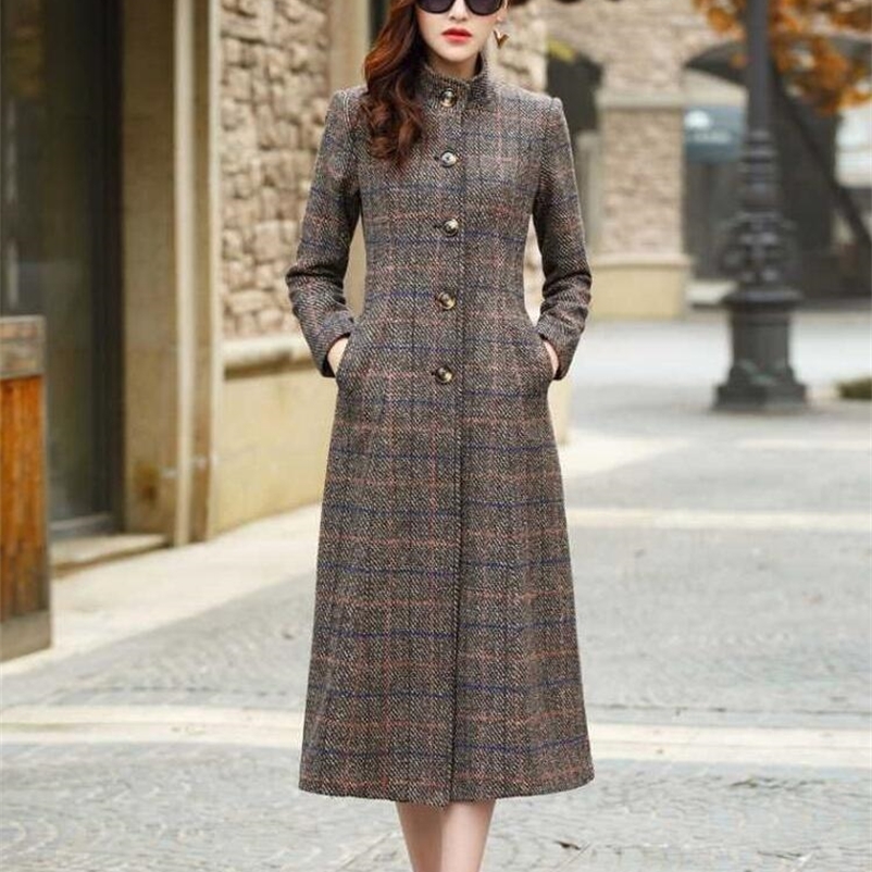 

Women's Wool Blends 3XL chaqueta mujer long woolen coat autumn winter elegant office coat blend winter long wool coat casaco feminina Women's parka 220826, As photo 1