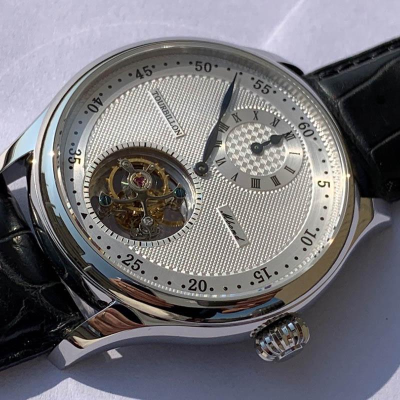 

Wristwatches 42mm Luxury Men's Tourbillon Watch Mechanical Tianjin ST8006 Movement Waterproof Sapphire Crocodile Leather Strap WatchesWr, As pic