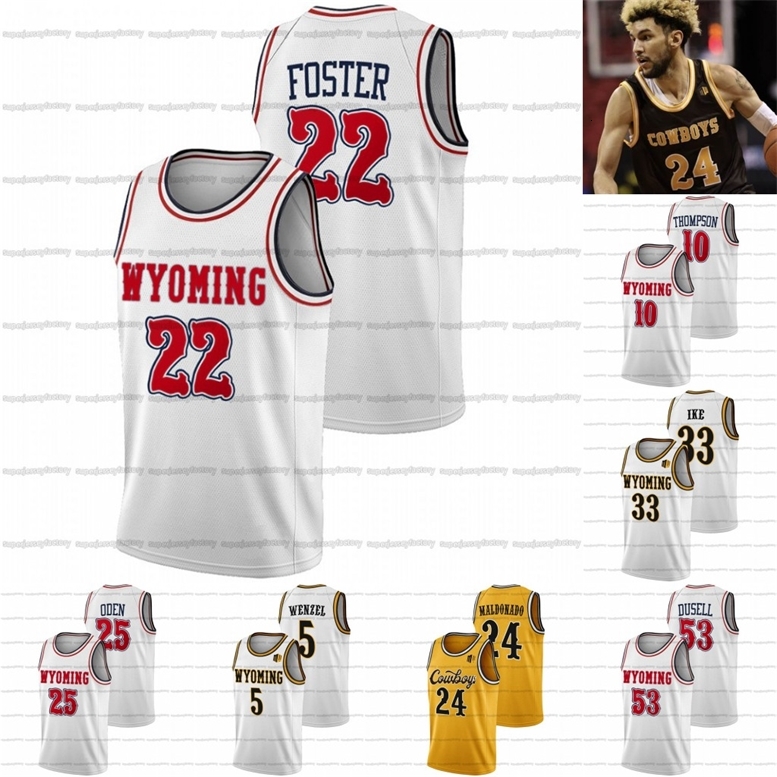 

A3740 Custom Wyoming Cowboys 2022 NCAA College Basketball Jersey Hunter Thompson Foster Xavier DuSell Marcus Williams Jeremiah Oden Drake Jeffries, White men s-xxxl