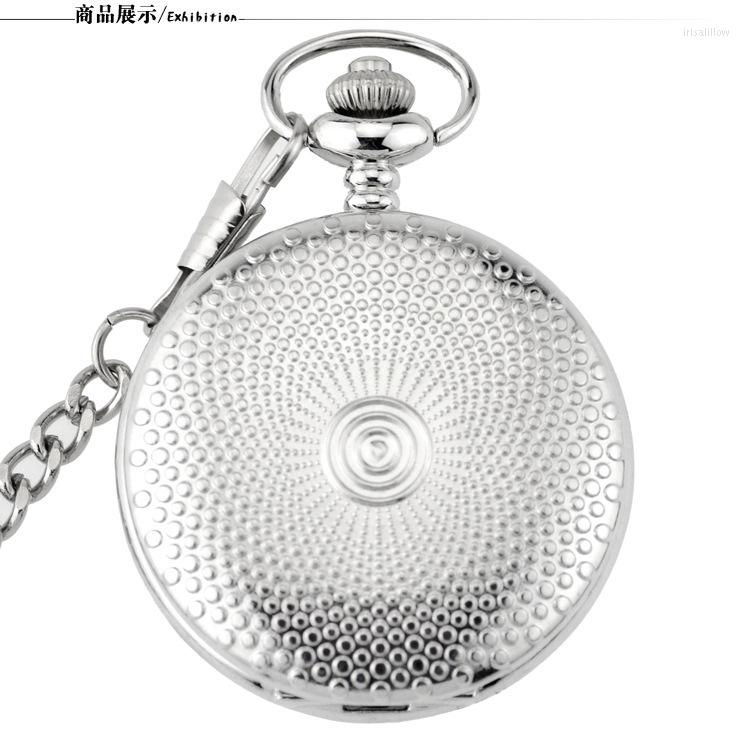 

Pocket Watches Fashion Quartz Silver Hollow Modern Hours Pendant Necklace GiftPocket