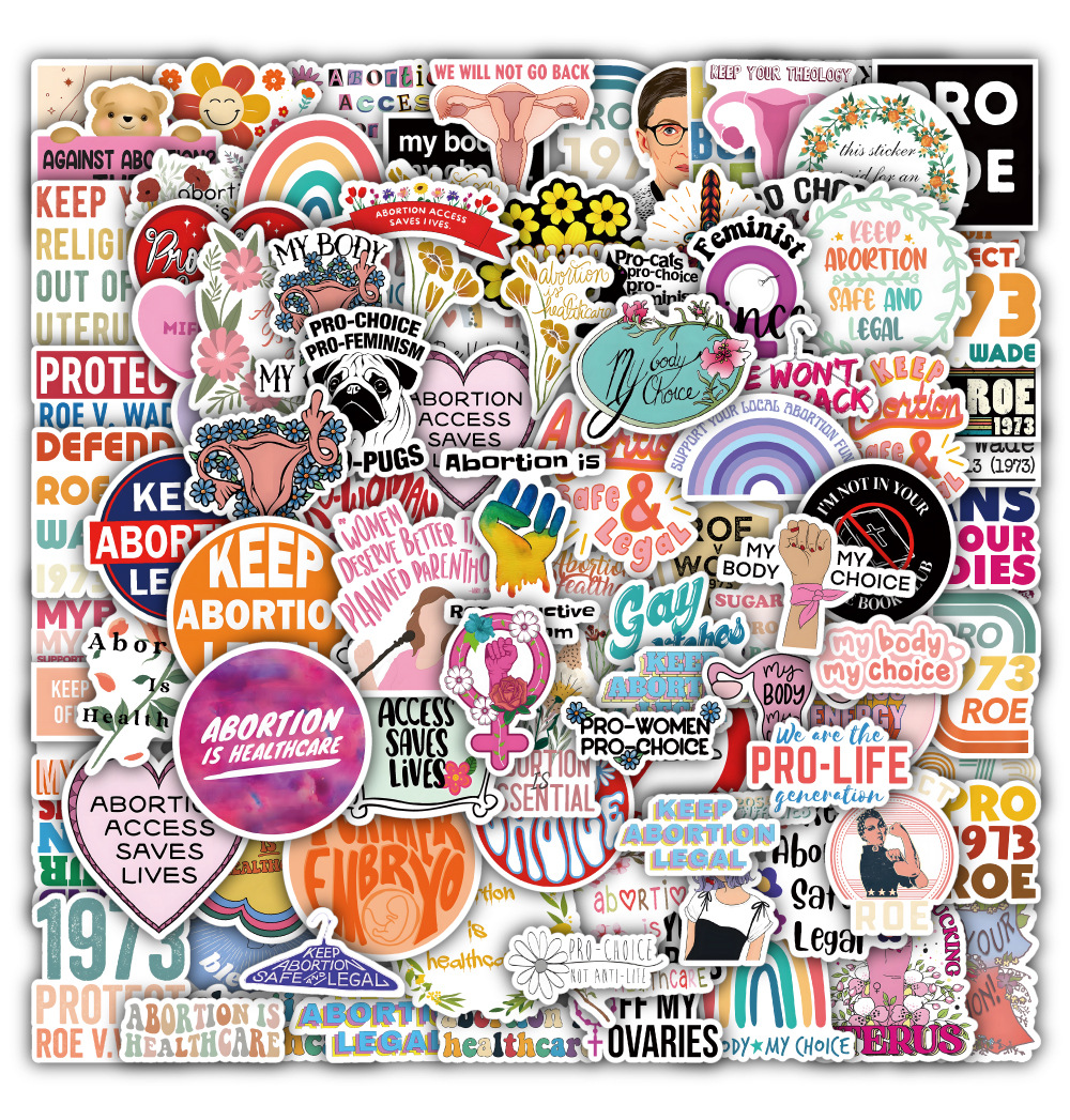 

Pack of 100Pcs Wholesale Feminist Stickers No-Duplicate For Luggage Skateboard Notebook Helmet Water Bottle Phone Car decals, Multi-color