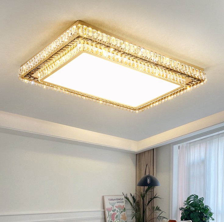 

Rectangle Crystal Led Ceiling Lights Lamp For Living Room Bedroom Roof Home Gold Fashion Modern Decoration Chandelier Lighting Fixture
