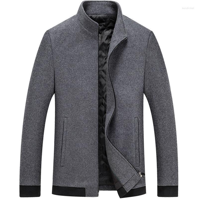 

Men's Wool & Blends Fashion Business Casual Jackets Men Spring Autumn Stand Collar Woolen Tops Jacket Coat Black Grey Clothes Kend22