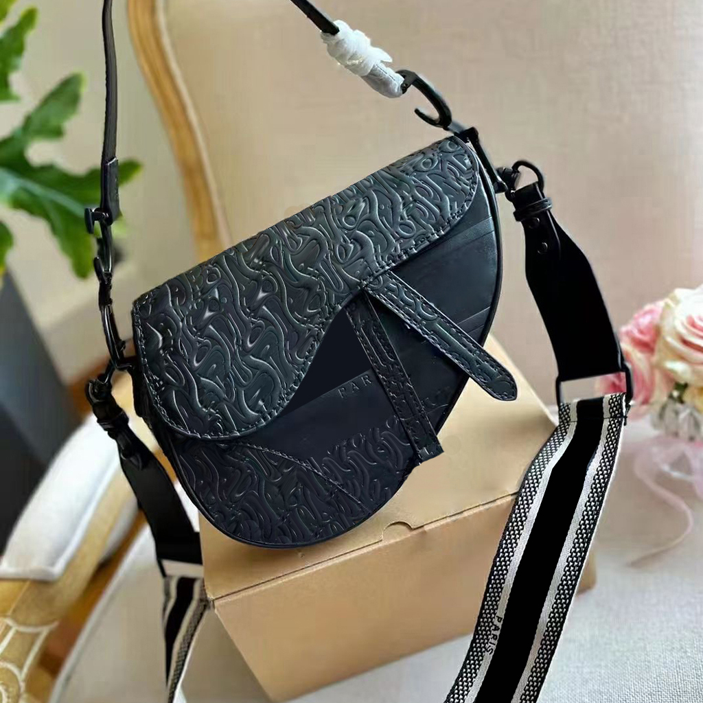 

Designer Handbags Saddle Shoulder Bags Oblique Embroidery Fashion Caviar Leather old flower Women Tote bag lady Fashion Banquet Cowboy Blue handbag Crossbodybag, Free package