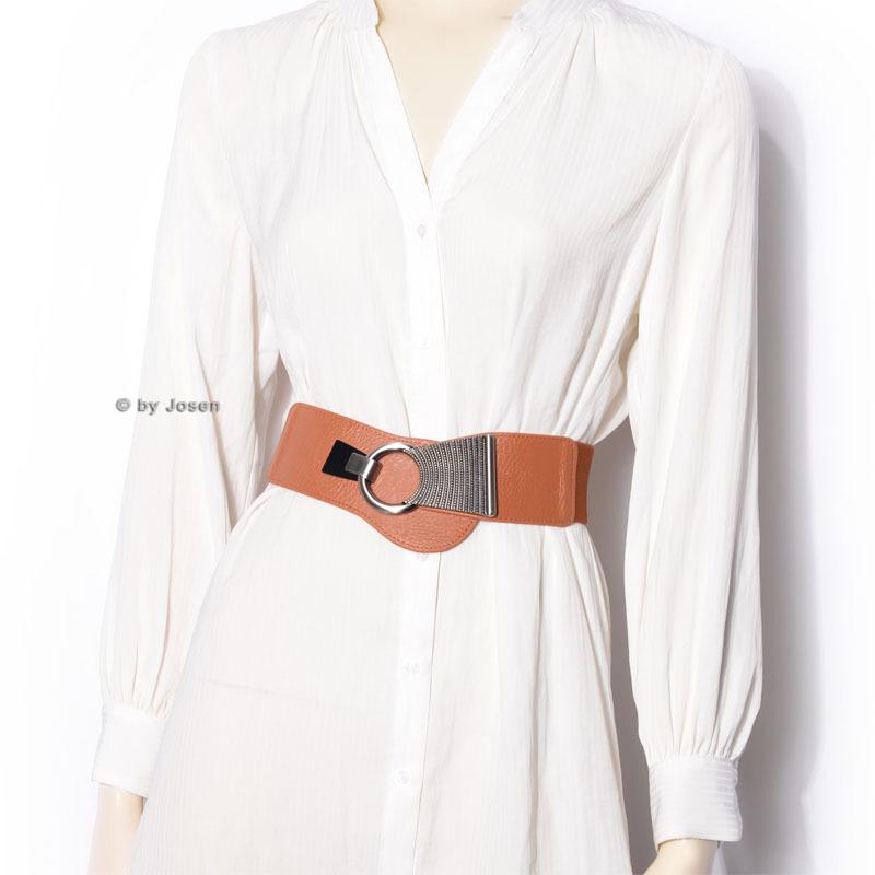 

Belts 2022 Vintage Wide Women Belt VD1780 Black Brown Elastic Punk Gothic Cinto Masculino Waist PU Leather