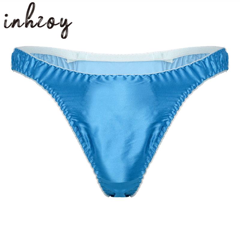 

Underpants Sissy Men Thong Silk Satin Sexy T-back Underwear Tanga Gay Male Wear Plus Size Jockstrap, Black;white