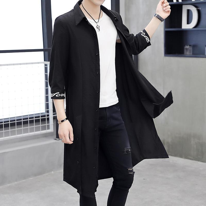 

Men's Trench Coats Mid-length Windbreaker Over-the-knee Coat Chinese Loose Robe Cardigan With Sleeves Hanfu Cloak Spring Thin Viol22, Black