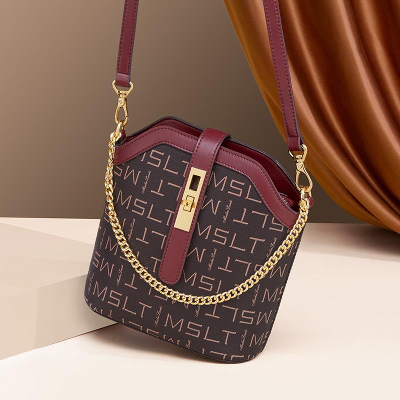 

Evening Bags MashaLanti Bucket Shoulder For Women Sling Brand Female Chain Leather Crossbody Bag HandbagEvening, Picture color