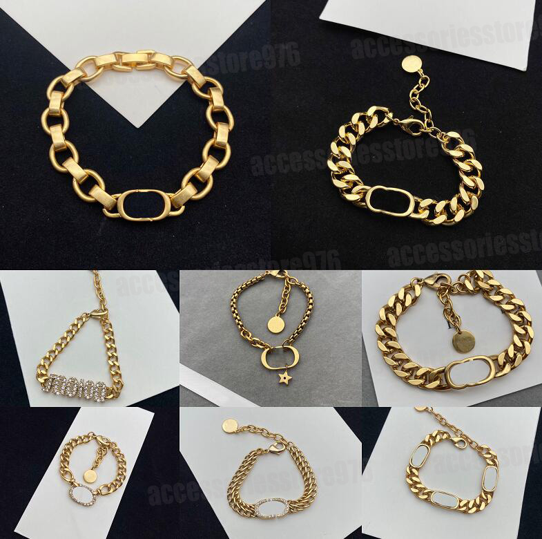 

Designer Brand Bracelet Stainless Steel Bangles For Women Vintage Gold Punk Chain Link Charm Men Boys Bracelets Gold Jewelry Gift
