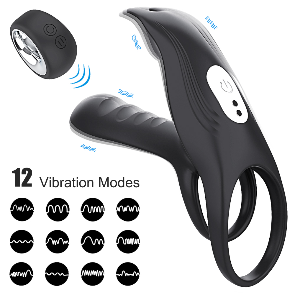 Ejaculation Couples Delay Penis Vibrator with Double Cock Ring Nipples Massager Adult Sex Toys for Men Clitoris Stimulatorg-image-764636347