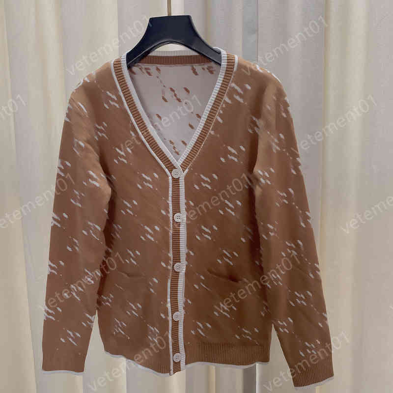 

Luxury Womens Sweaters Knit Jacquard Contrast Edge Button Cardigan Jacket Top Fashion Designer Sweater For Women Clothing 0912
