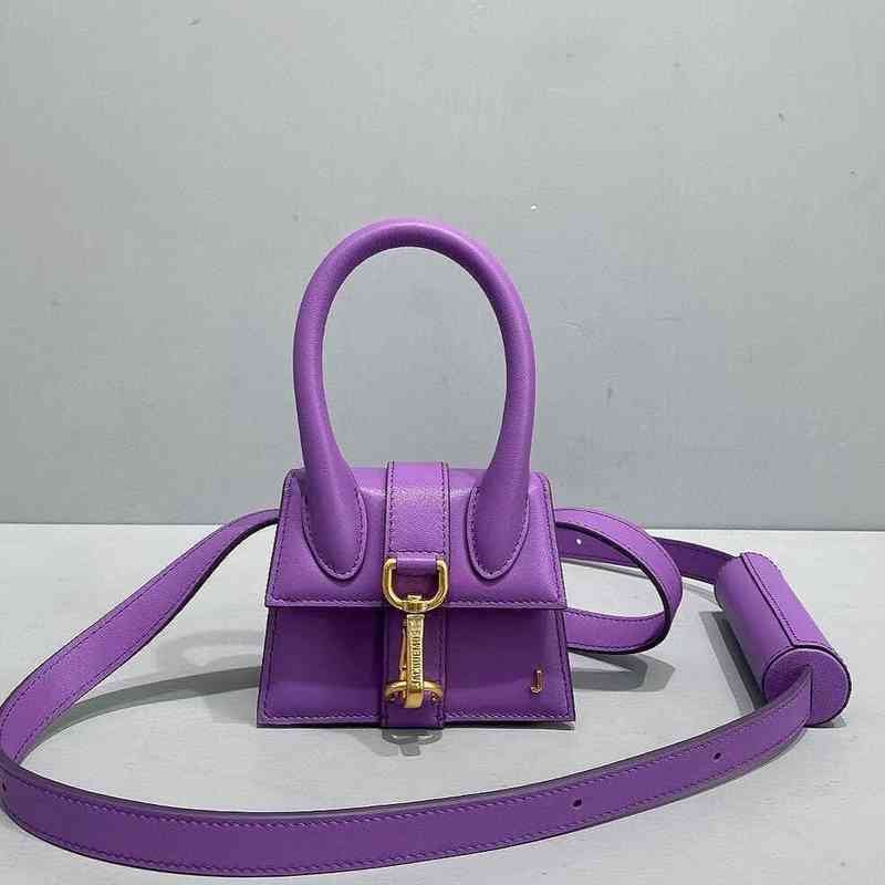 

jacquemu women luxurys designer handbags French minority designer high texture ins Single Shoulder Messenger portable Leather Mini Bag female, Purple medium