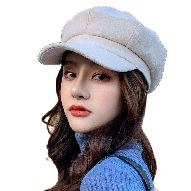 

Berets HT3876 Fashion Sboy Cap Women Autumn Winter Hat Ladies Octagonal Female Wool Beret Vintage Artist Painter, Black