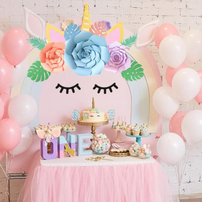 Hot Unicorn Paper Flower Unicornio Horn Ears Birthday Party Decoration Tools Creative Gifts Leisure Entertainment Party Supplies-image-759573692