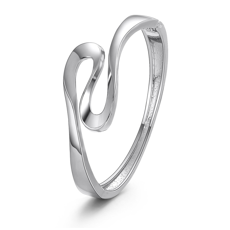 

Women's fashion Twisted Wire Stainless Steel Simple Opening Bracelet Elegant Geometric Curve Spring Bracelets