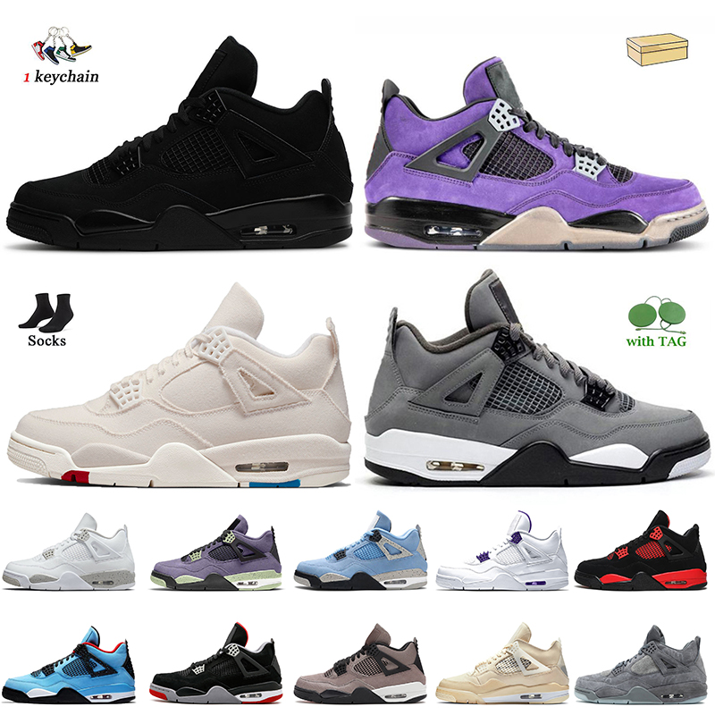

4s Canvas Women Mens Basketball Shoes With Box Jumpman 4 Canyon Purple Suede Black Cat Cool Grey Red Thunder Infrared Bred Silver Metallic Taupe Haze High OG Trainers, B99 lighning yellow 40-47