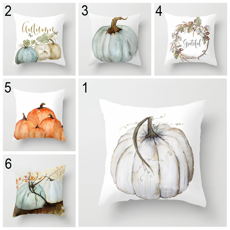 

45X45CM 11 Colors Pillow Case Halloween Pumpkin Pillowcase Short Plush Cushion Cover Pillow Home Decoration Sofa Office, As the picture shows