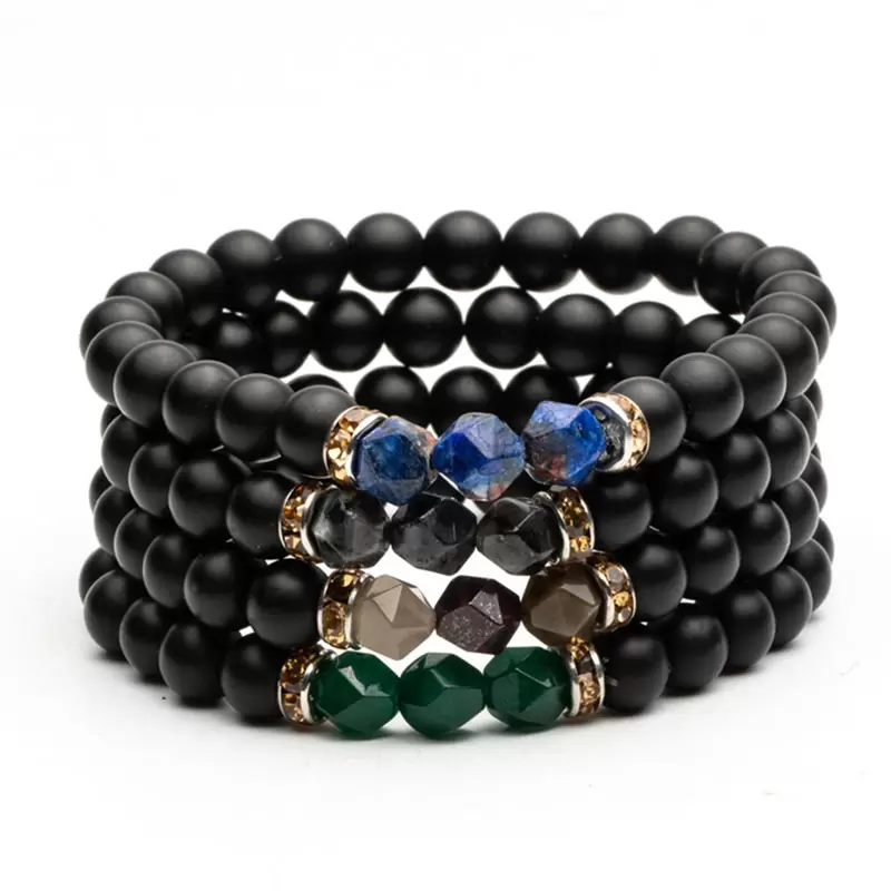 

8mm Natural Stone Handmade Beaded Strands Charm Bracelets Fashion Bangle For Women Men Lover Party Club Jewelry