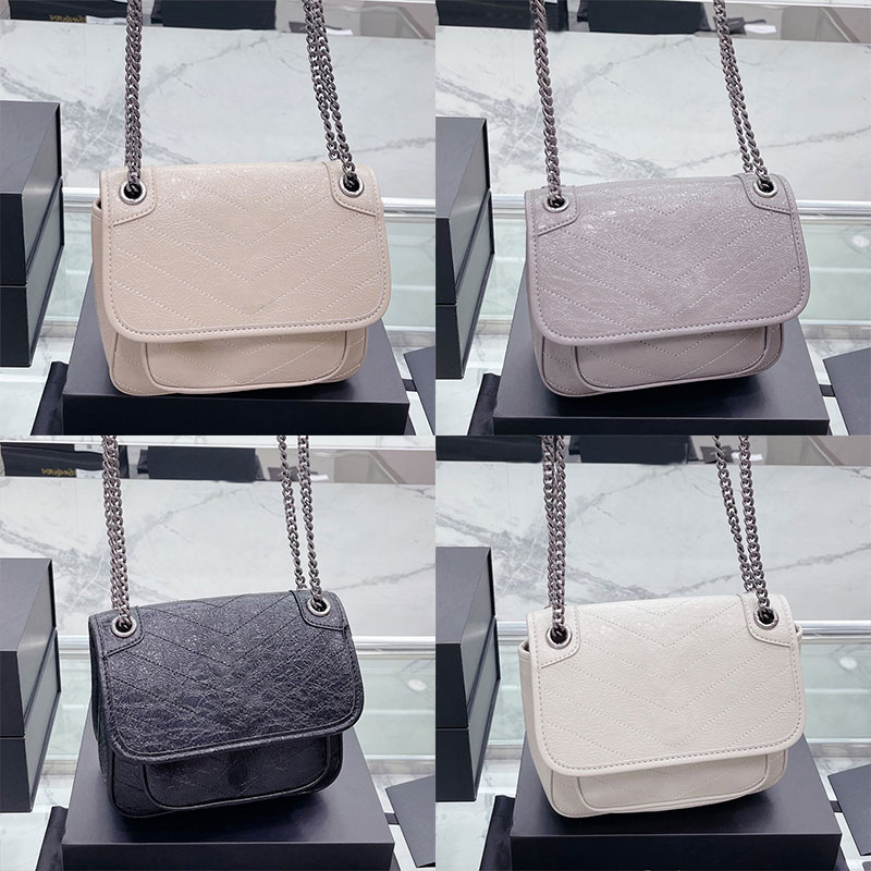 

Shoulder Bags Niki baby Chain bag in crinkled vintage leather Womens Classsic Clutch convertible strap Flap Bag Designer Crossbody Shopping HandbagH, 14