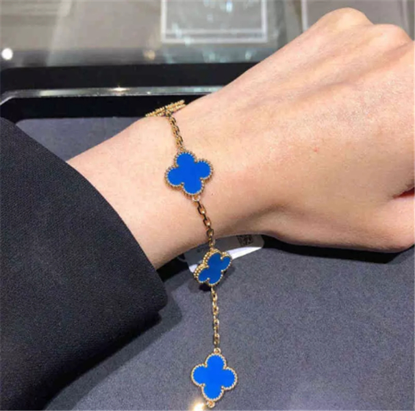 

Classic Fashion 4 Leaf Clove6r Charm Bracelets Bangle Chain 18K Gold Agate Shell Mother-of-Pearl for Women&Girls linkD12r